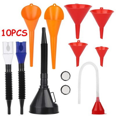 #ad 10 Pcs Auto Funnels Plastic Funnel Set for Water Gasoline Coolant Engine Oil New $11.39