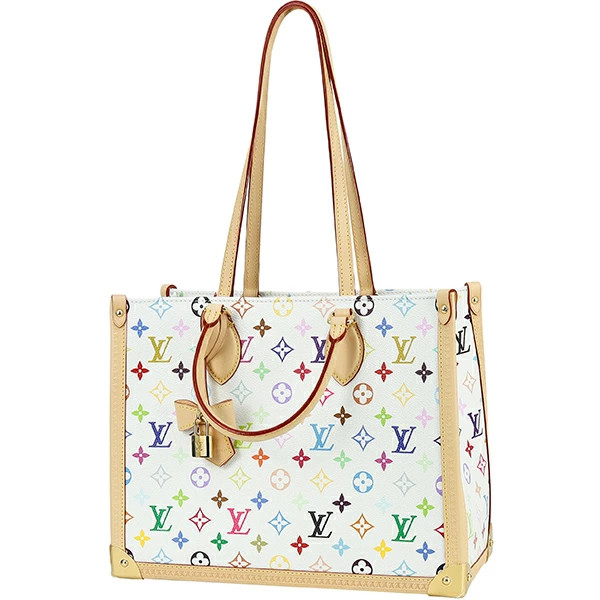 Louis Vuitton Monogram Multicolor M13079 Tote Canvas White Gold Beige #ACB948 image 3