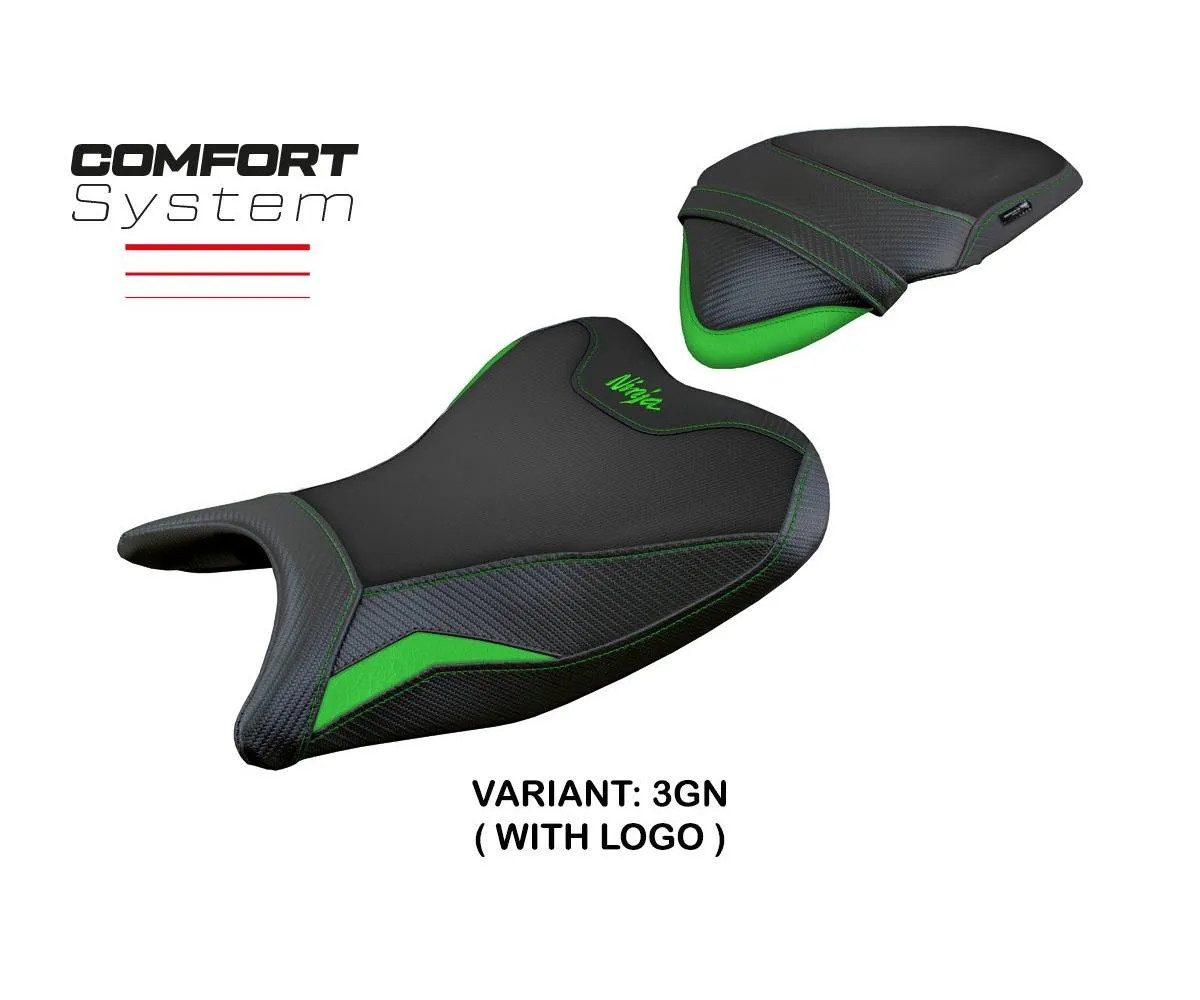 Seat cover Rainha Comfort Green + logo Tpz comp KAWASAKI NINJA 250 2018 2019