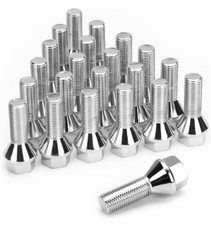 M12x1.25 Lug Bolts 20pcs 28mm Shank 17mm Hex Conical Silver Wheel Open Box