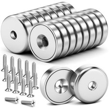 16Pack 40LBS Strong Magnets with Holes, Round Cup Magnets with Screws for Wall M