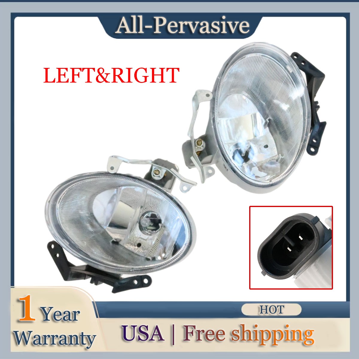 Pair Front Fog Lamp Set Right + Left Side For 2007-2009 Hyundai Santa Fe