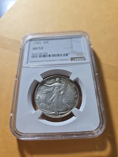 1945 50c Walking Liberty Half Dollar NGC AU53 90% Silver US Coin