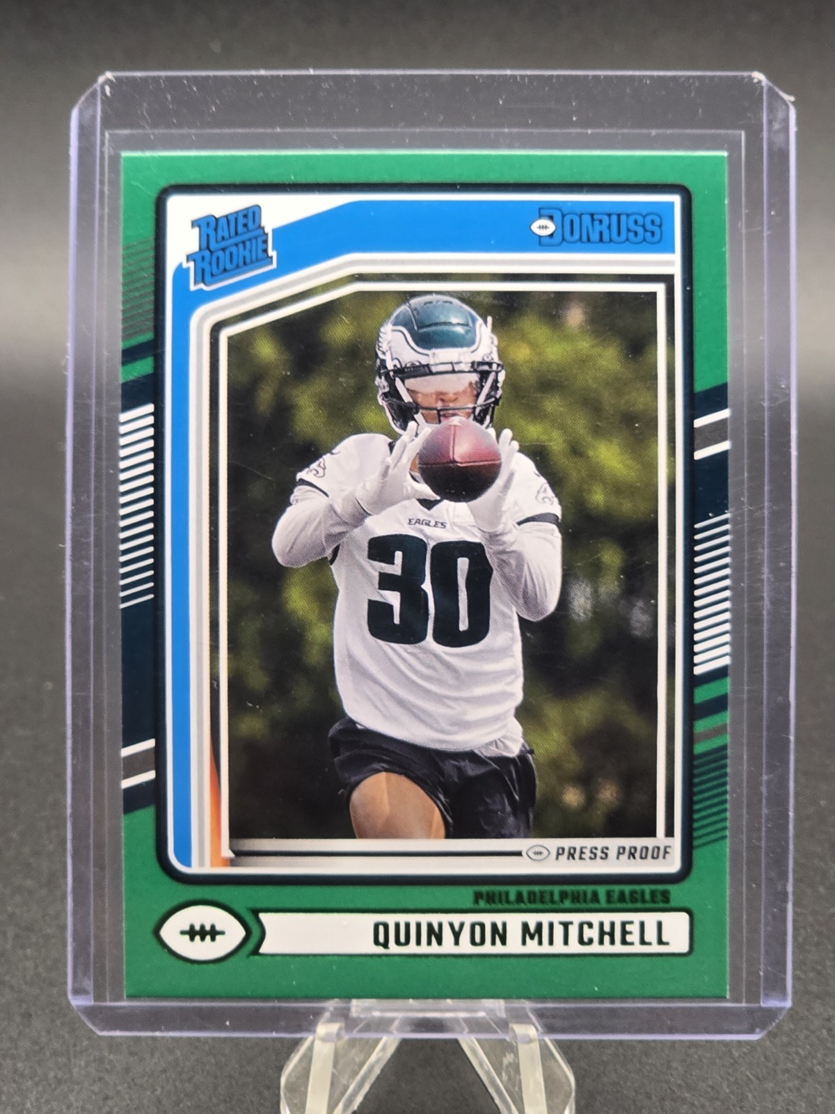 2024 Panini Donruss - Rated Rookie Quinyon Mitchell #361 Press Proof Green