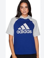 Adidas Size M Fashion Short Sleeve Hoodie Women  s Blue/Grey Good