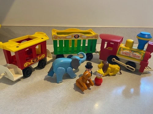 Vintage Fisher Price Little People Circus Train Engine Caboose
