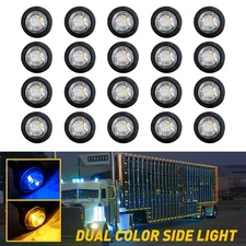 3/4" Trailer LED Side Clearance Marker Lights Amber Blue Dual Color Waterproof J
