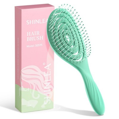 Detangle Hair Brush Anti Tangle Spiral Wet Dry All Types Green SHINLEA Hairbrush