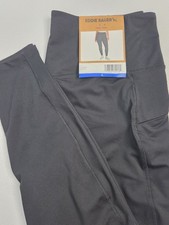 NWT EDDIE BAUER Large Women's Trail Tight Poly Spandex Leggings Zip Pocket Black
