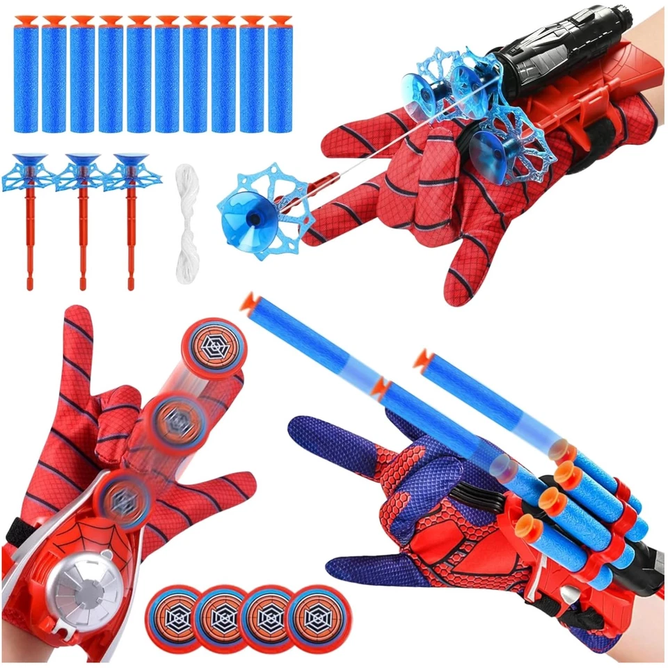 Spiderm Launcher Handschuhe, Shooter Set, Kinder Cosplay, Superheldenspielzeug