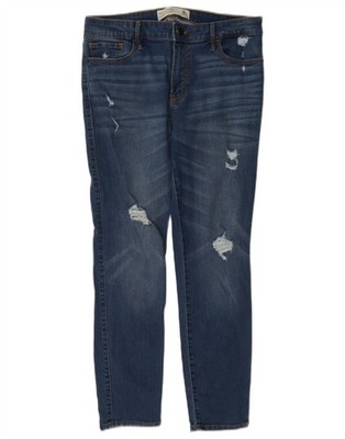 Abercrombie & Fitch Damen Distressed Skinny Jeans US 8 Medium W29 L26 blau AO07