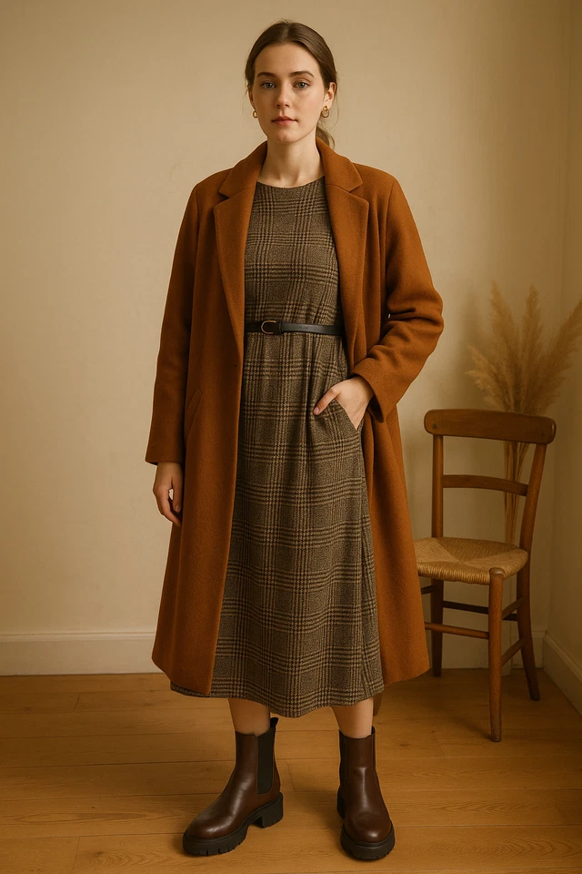 Vintage Strickkleid Angora Wolle 40 42 Glencheck Karo Handarbeit Haus Couture - Bild 4 von 4