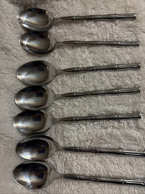 Set Of 7 Hampton Silversmith BAMBOO tablespoons Stainless