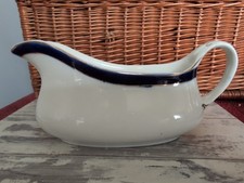 Alfred Meakin Bleu De Roi Gravy Sauce Boat Cobalt Blue Stripe Gold Trim 8inchs