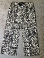 Lioness Top Model Low Rise Straight Wide Leg Jeans Leopard Fade XL NWT