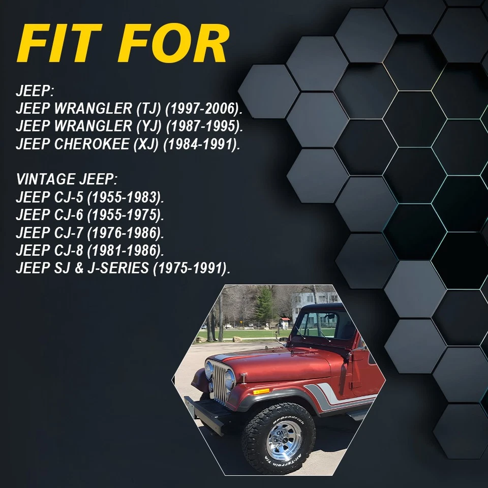 Espejo retrovisor interior para Jeep CJ YJ TJ Wrangler 97-06 1~10X Foto 2 de 4