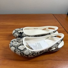 NWT Crocs Kadee Flats Ballet Slip on Comfort Snake Print Round Toe W5