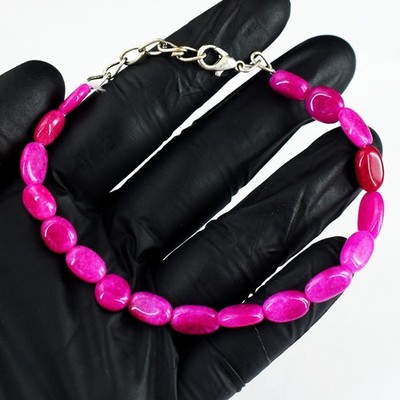 Wunderschönes ovales Armband rosa Rubin 48,00 kt Perlen schönes VK 08 E752