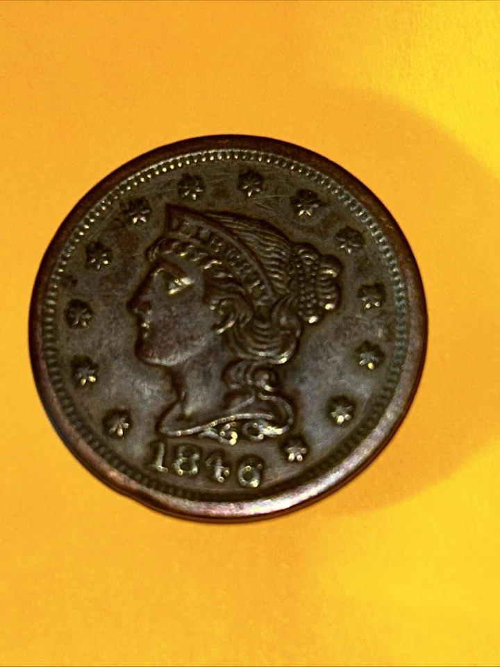 1846 Braided Hair Large Cent. Small Date Near AU - Image 2 of 4