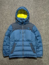 The North Face Igger Down Puffer Blue Grey Neon Lining Hooded Jacket