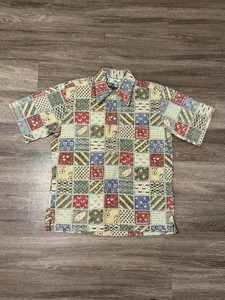 Rare Vintage 1970s Reyn Spooner Nipple Tag Lahaina Sailor Aloha Shirt Sz L