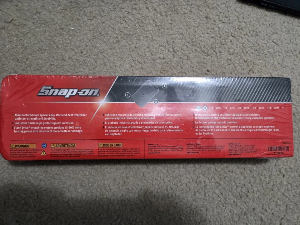 Snap-On 311IMYA 11pc SAE 6pt 1/2" Drive Shallow Impact Socket Set 3/8 - 1" USA - Image 3 of 3