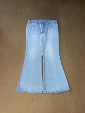 Vintage 80  s Levi  s 684 Orange Tab Bellbottom Flare Faded Denim Jeans Size 36x30