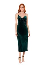Rachel Zoe Womens Dress Size Small Green Stretch Velvet Strappy V Neck Midi New