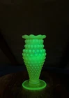 New ListingHTF! Vintage FENTON Topaz Opalescent VASELINE URANIUM Glass Cup Flared Vase