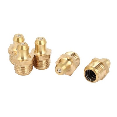 M10 male thread 1.5mm thickness straight brass lubrication tip fasteners 5 pcs