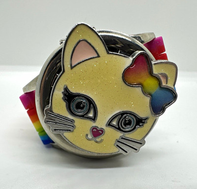 Accutime Girls Quartz Analog/Digital LCD Cat Dial Rainbow Rubber Strap Watch