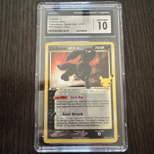 CGC 10 Umbreon Celebrations 17/17 Classic Collection Pokemon Card Gold Star 2021