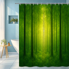Lush Green Forest Shower Curtain - Nature Inspired Home Decor