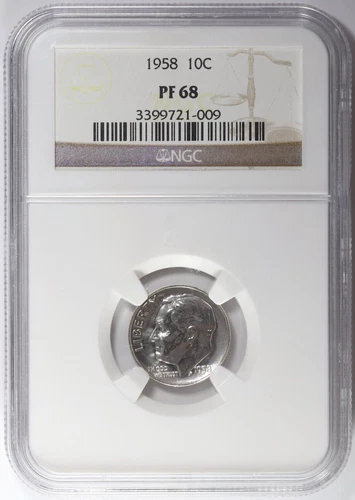 1958 Proof Roosevelt Silver Dime NGC PF68 10c