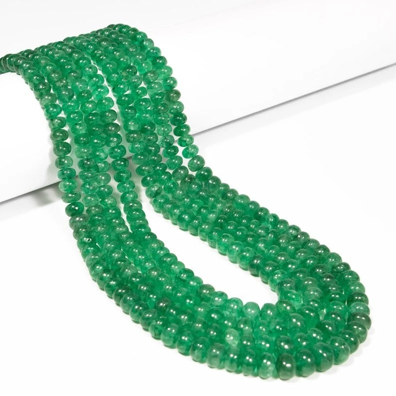 A++ Grün Russischer Smaragd Glatt Rondell Edelstein Perlen 4 Strang Halskette... - Bild 2 von 4