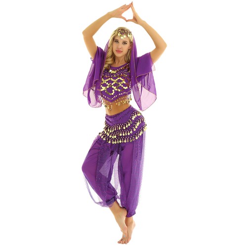 Damen Tanzbekleidung Laterne Kostüm Harem Outfit Cosplay Tanz Schal Bauch Sets - Bild 38 von 139