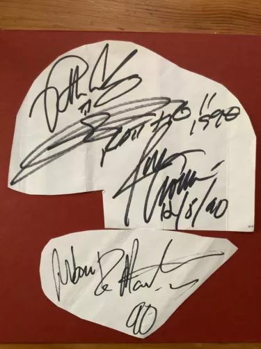 RATT ORIGINAL BAND MEMBERS AUTOGRAPHS x4 1990 PEARCY,CROSBY,<wbr/>DEMARTINI,CROU<wbr/>CIER.