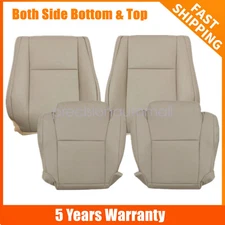 Driver & Passenger Bottom-Top Leather Seat Cover Tan For 2007 2008 Toyota Tundra