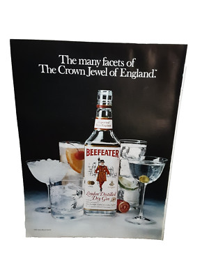 Vintage 1982 Print Ad Beefeater Gin Crown Jewel Of England Original 80s