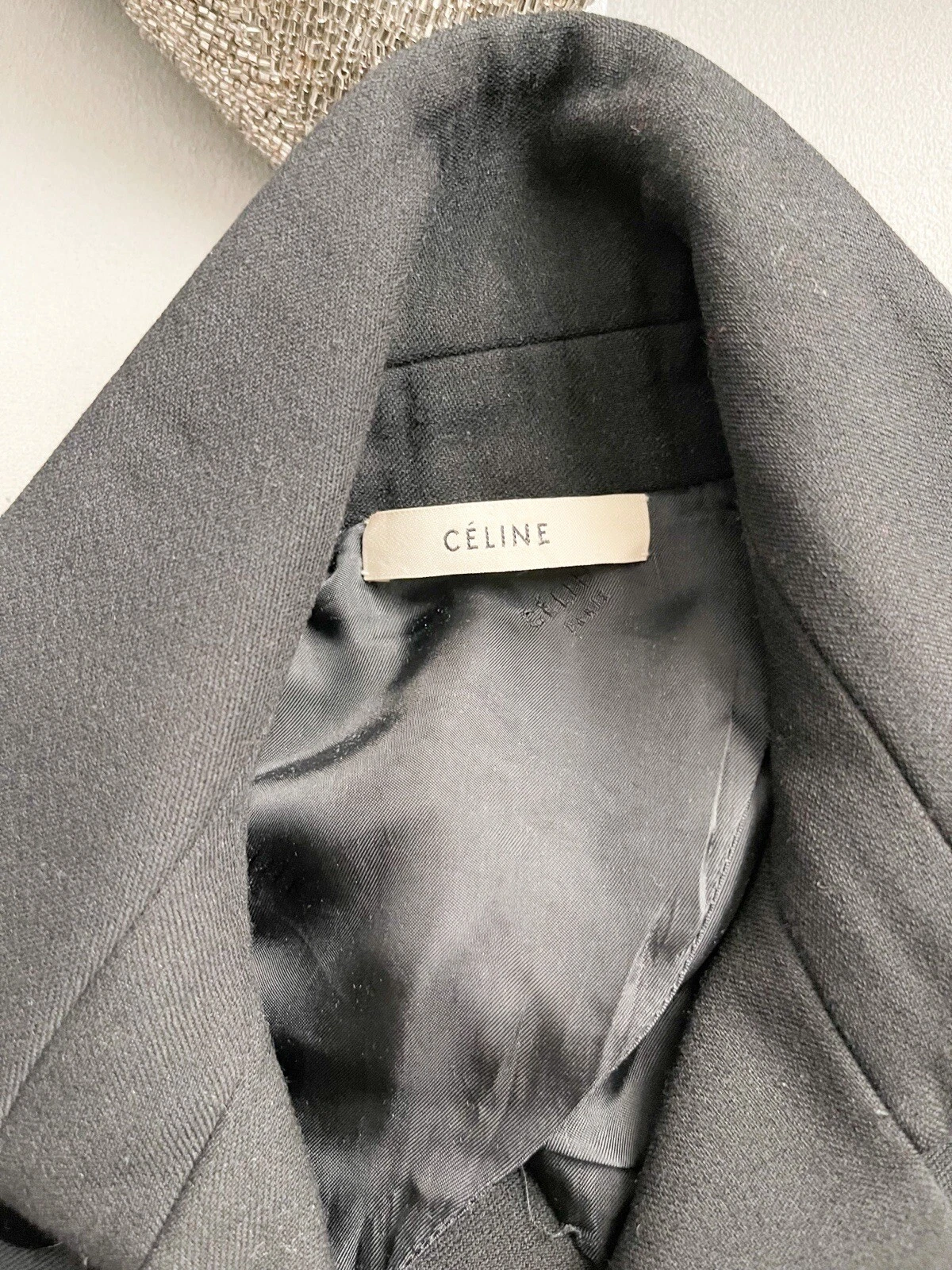 Abito gilet Celine in pelle nera con tasche e bottoni