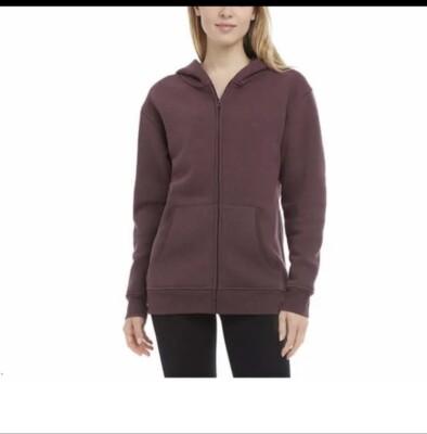 Danskin Ladies' Full Zip Ultra Cozy Hooded Jacket  New Size L Color Purple A12