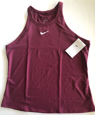 Nike Womens Tank Top XL Dri-FIT Cardinal (Maroon) High Neck CJ1605