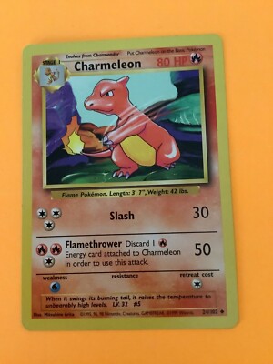 1995 charmeleon pokemon card value 24 102 Shadowless 24/102 Base Set Pokémon Cards – CollexyLux – Charmeleon Rare Pokemon card 1st