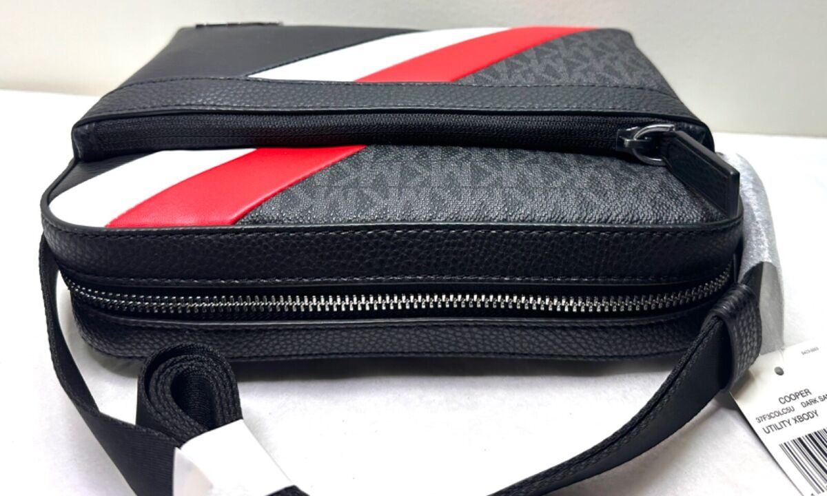Michael Kors Men Cooper Black White Red MK logo East West Michael Kors Men Cooper Black White Red MK logo East West