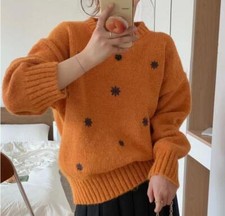 Womens Fashion Winter Crew Neck Long Sleeve Loose Warm Kniting Pullover Sweaters