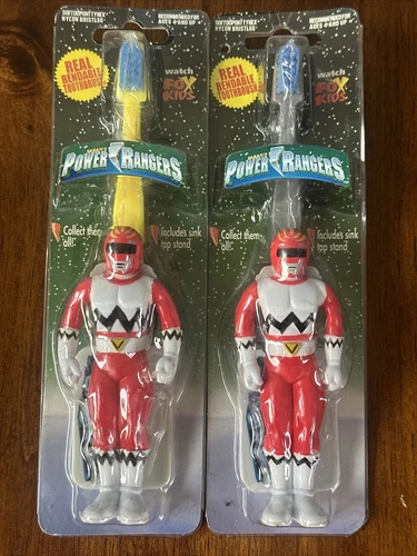 1998 Power Rangers Red Tooth Brush Lot of 2 Vintage