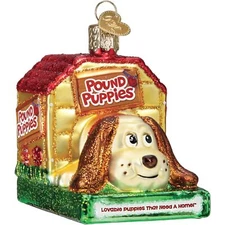 Old World Christmas Glass Blown Ornament, Pound Puppies (With OWC Gift Box)