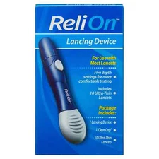ReliOn Lancing Device with 10 Ultra-Thin Lancets for Diabetes Testing