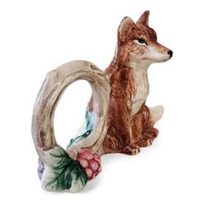 De colección FITZ & FLOYD Reynard Marrón Zorro Lana Servilleta Anillo Soporte