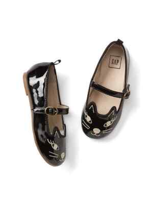 BABY GAP GIRL'S BLACK PATENT LEATHER KITTY MARY JANE SHOES ORG. $27 SIZE 6 BNWOT